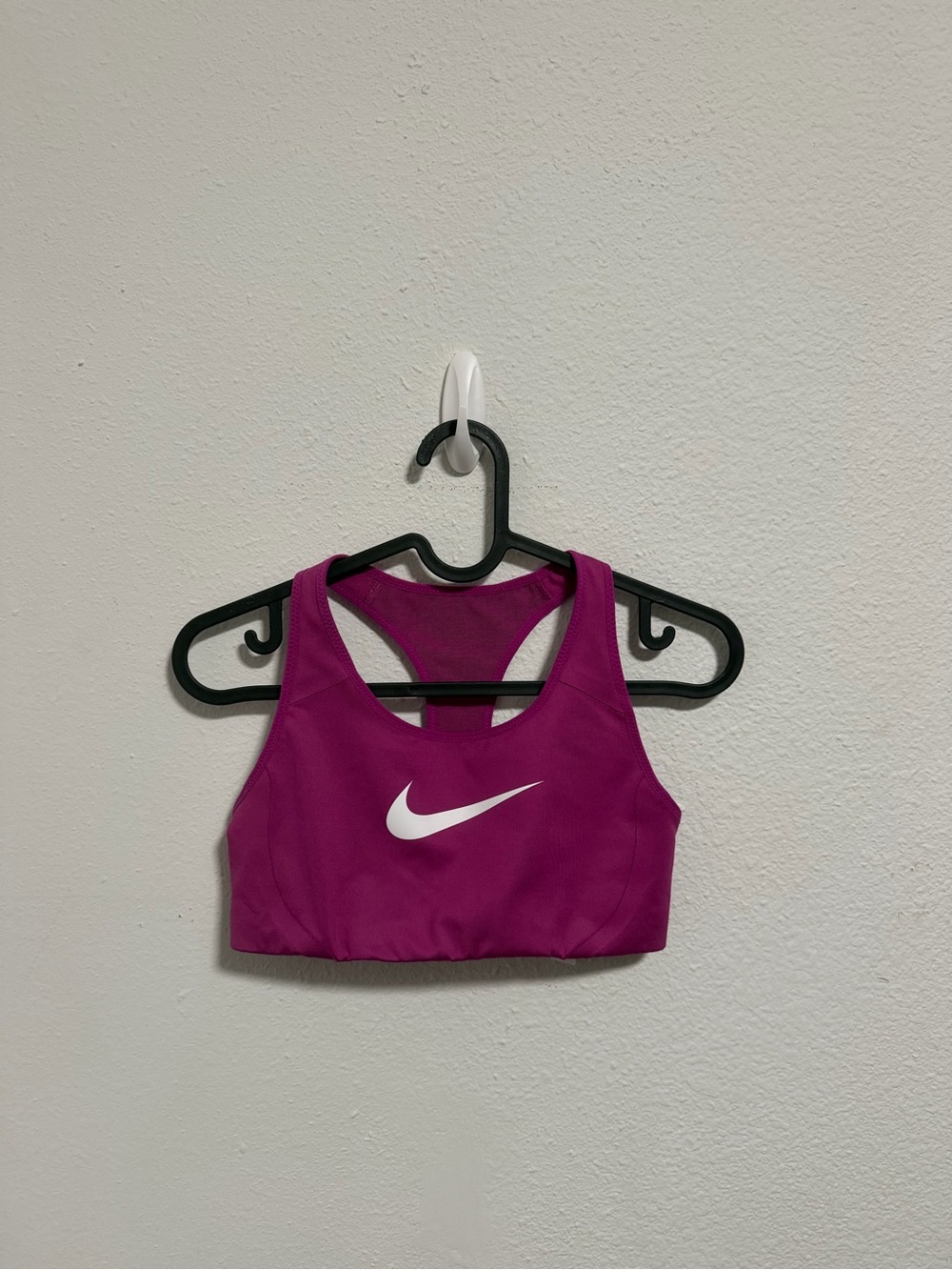 Nike Women's Magenta Racerback Sports Bra with White Swoosh